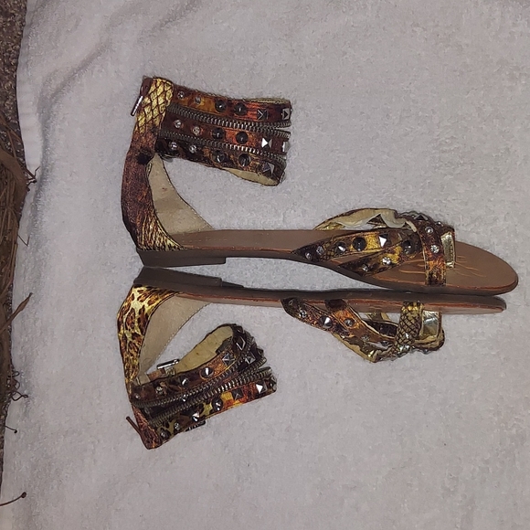 Leopard Rinestone Sandals Size 38 - Picture 2 of 4